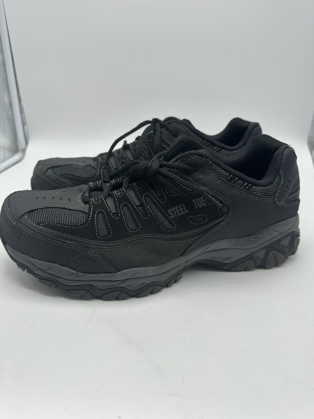 Skechers Work Cankton Steel Toe Mens Shoes SN77055 Black Sz 12